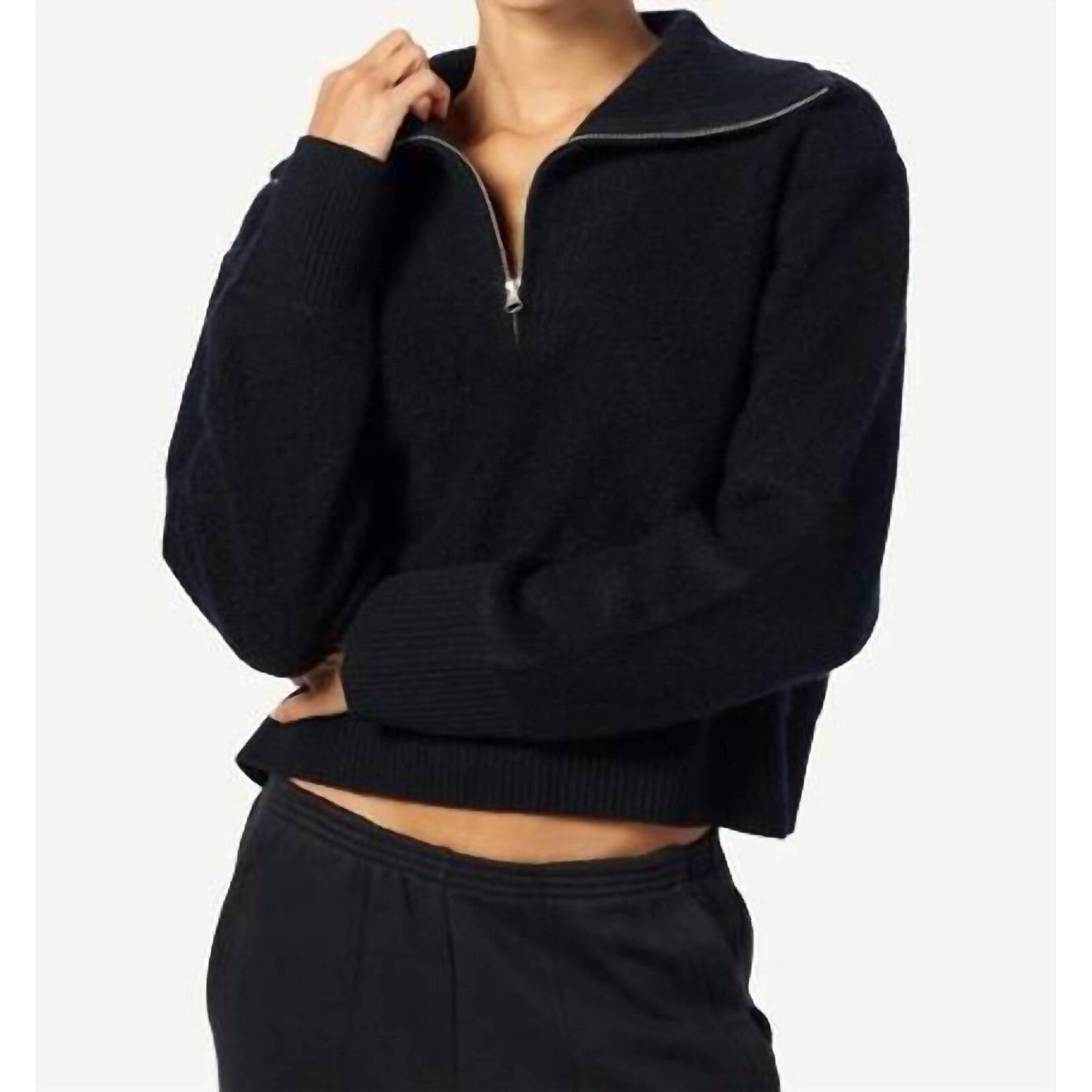 New Sablyn Tinsley Half Zip Pullover Sweater In Black